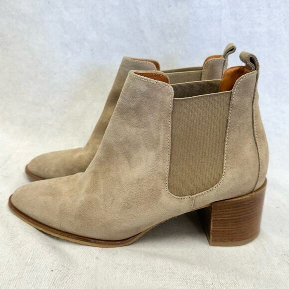 Everlane The Heel Boot block heel ankle bootie in taupe suede size 9.5 - Picture 3 of 14